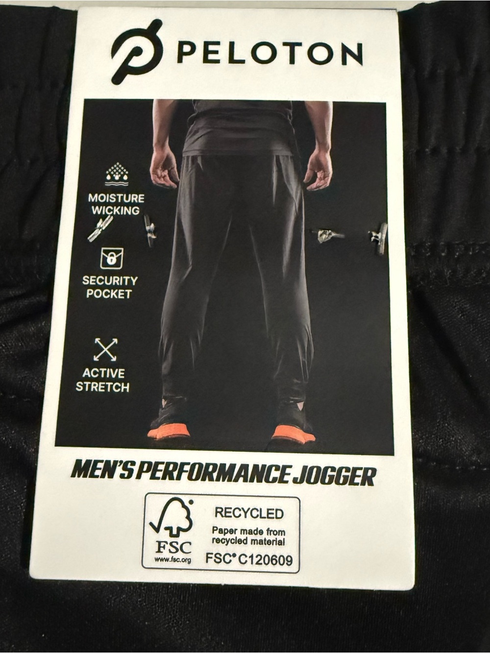 Peloton Men’s Performance Black Jogger Pants, Stretch Moisture Wicking, Size L